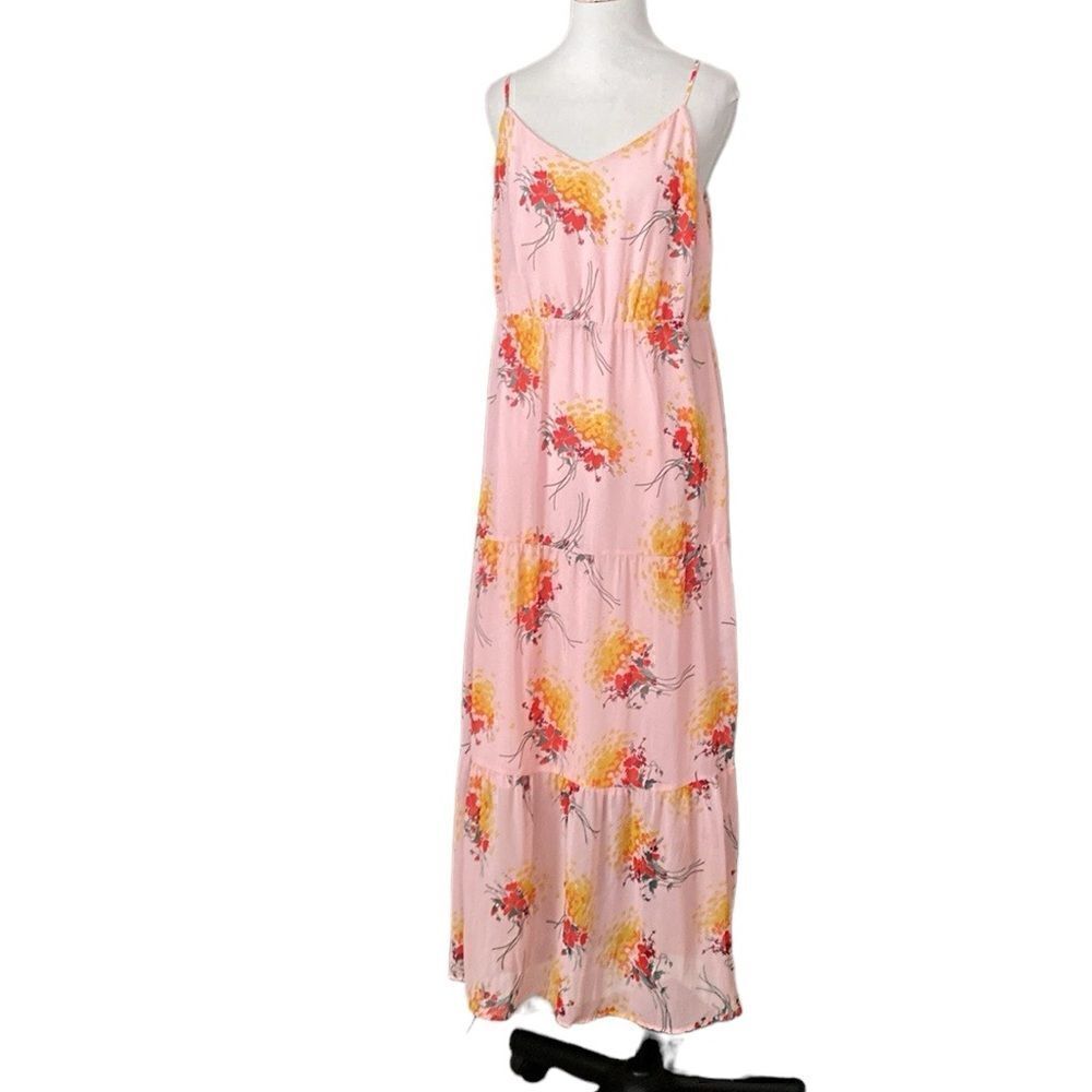 J.Crew Floral Maxi Dress Mercantile Tiered Floral Chiffon Sunburst Bouquet